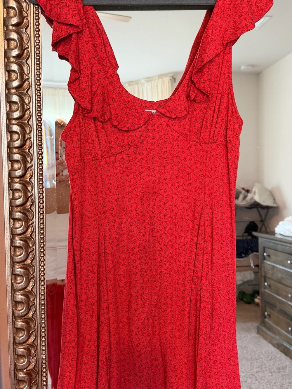 Kimchi Blue Red Ruffle-Shoulder Slip Dress